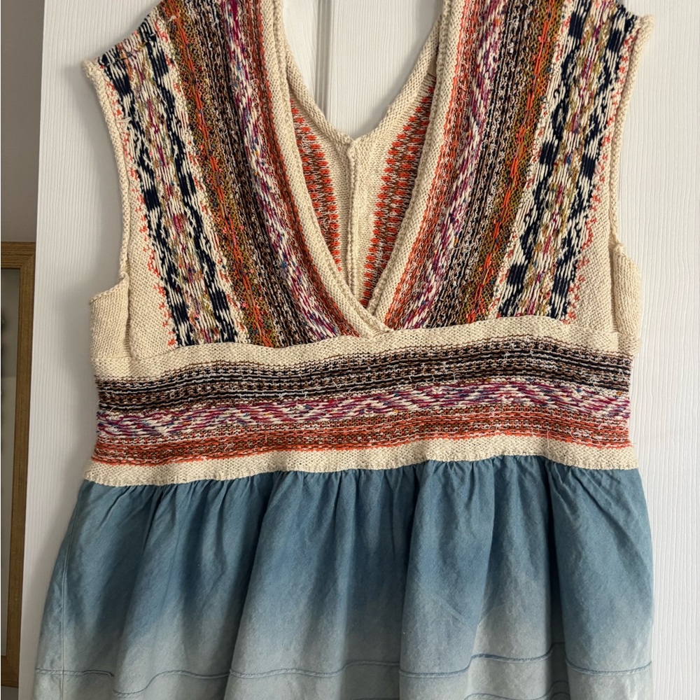 Anthropologie Pilcro Embroidered Babydoll Top